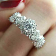 2Ct Lab Created Diamond Halo Engagement Wedding Ring 14K White Gold Finish