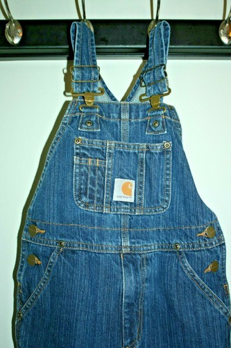 Carhartt Master Cloth Sanforized 100% Cotton Denim Bib Overalls Kids Sz 5 EUC - Picture 2 of 6