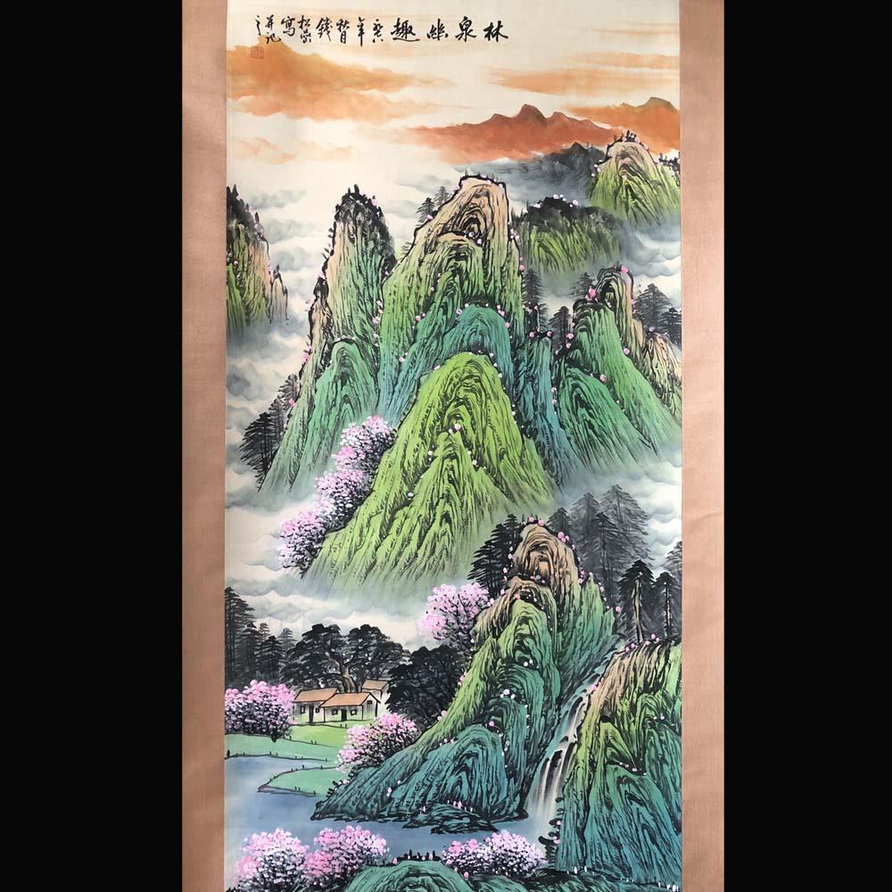 Qian Songyan Signed Chinese Hand Painted Calligraphy Scroll w