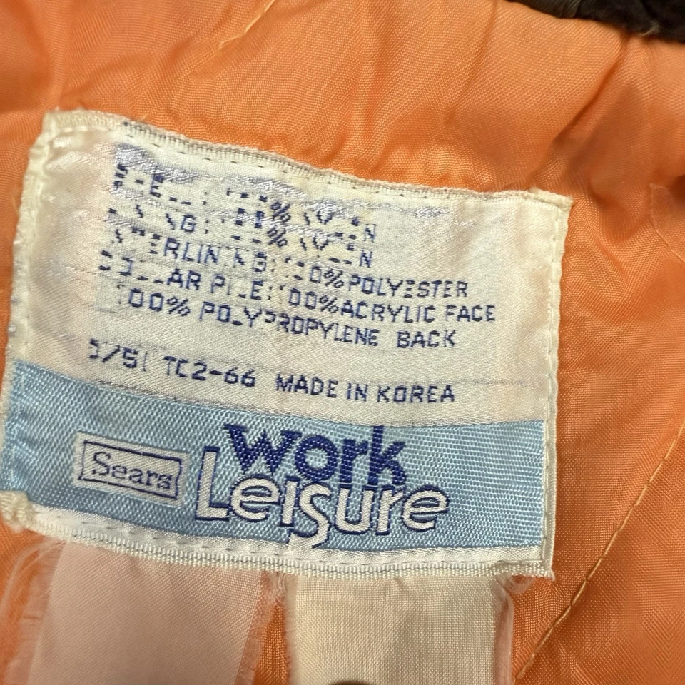 Vintage 70s Sears Work N Leisure Bomber Jacket Flight Faux Fur Collar Small - Image 3 of 4