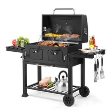 2 in 1 Outdoor XXL Smoker Barbecue Charcoal Portable BBQ Grill Home Garden Party