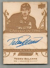 2019-20 Upper Deck Engrained Teemu Selanne Carved in Time Auto Rare SSP  WOOD