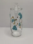 Vintage MCM Federal Glass Atomic Amoeba Boomerang Apothecary Jar With Lid