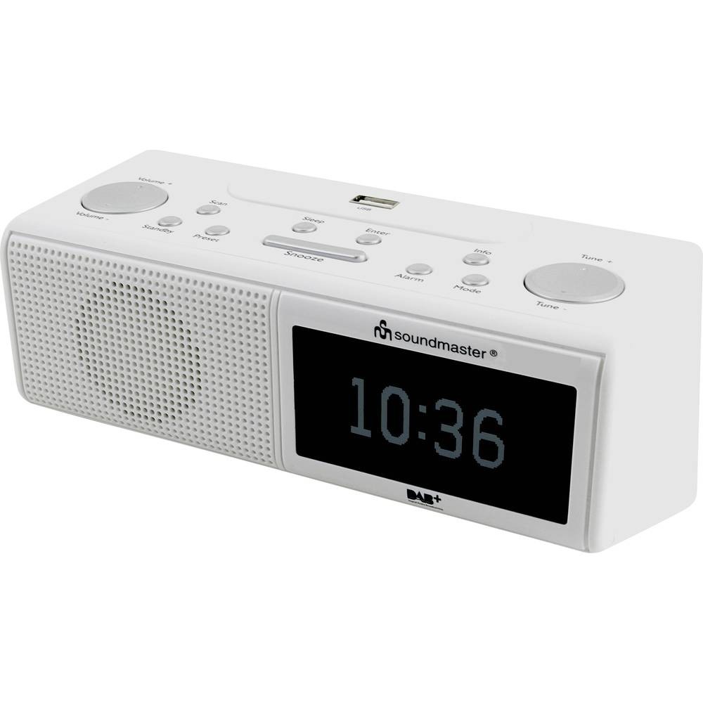 Radio-réveil DAB+ Soundmaster UR8350WE FM AUX USB compact blanc