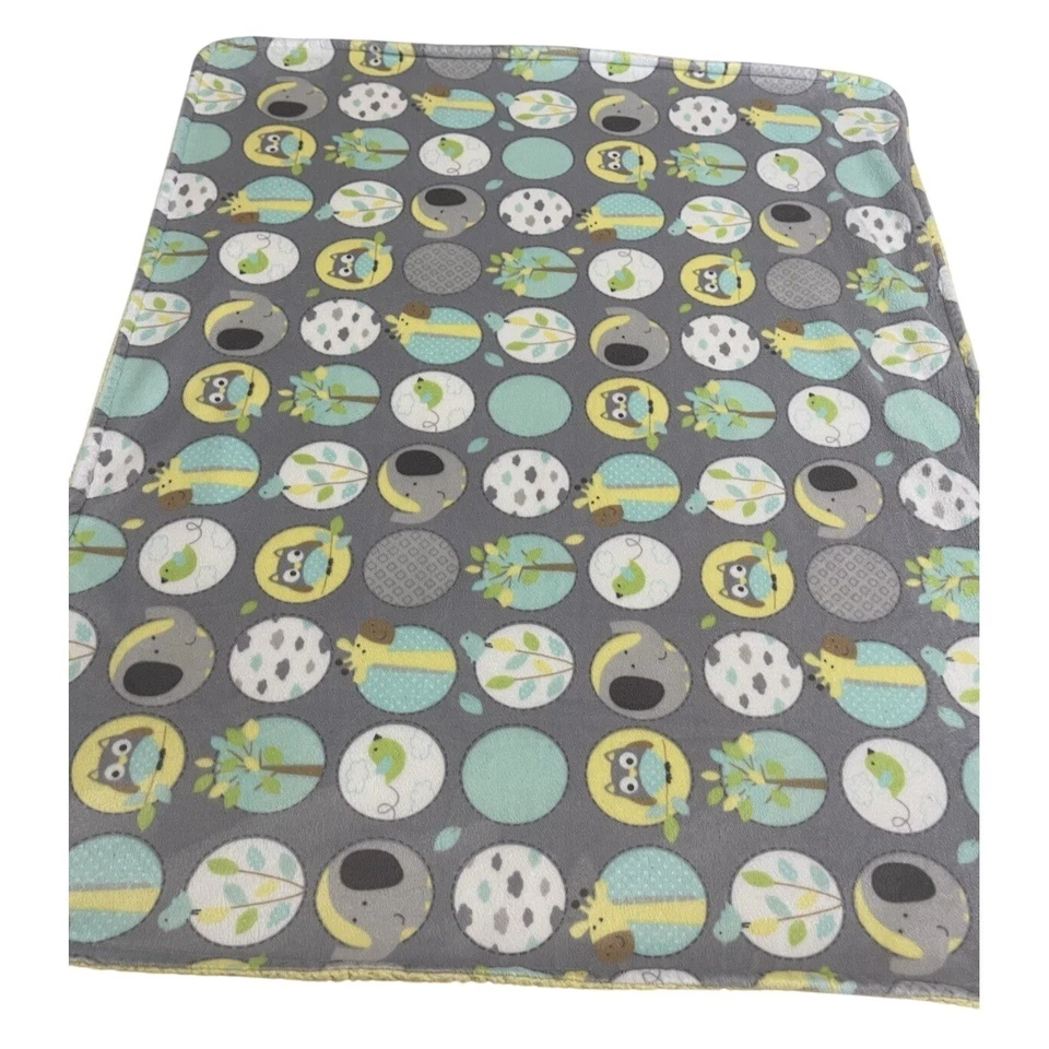 Manta Bebé Garanimals Gris Amarillo Animal Jirafa Elefante Búho Círculos Sherpa Foto 2 de 4