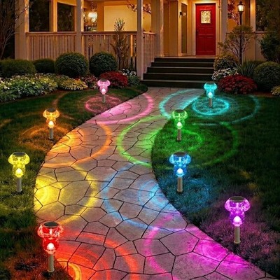 Solar Pathway Lights 8 Pack, Color Changing& 8 Fixed Colors (Warm White/Cool ...