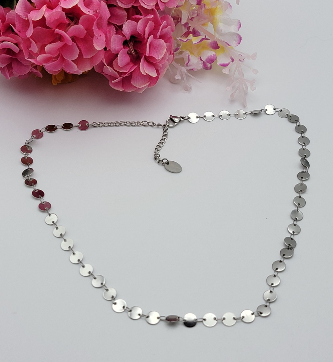 Plunder Design Silver Tone Tiny Circle Link Chain… - image 1