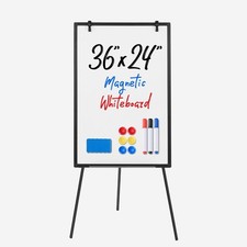 36" x 24" Magnetic White Board with Stand, Standing Dry Erase Board, Whiteboa...