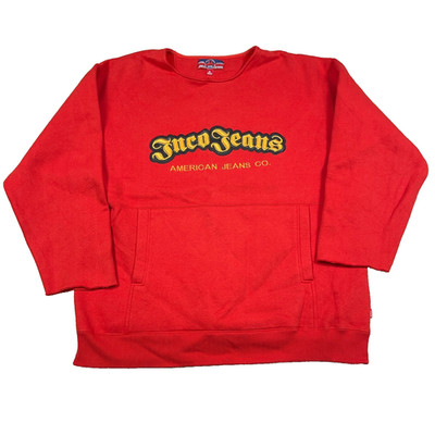 Vintage JNCO Jeans Sweatshirt Men XL Red Crewneck Spellout Embroidered Skate Y2K