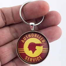 Antique Pontiac Authorized Service Indian Chief Sign 1.2" Diameter Keychain