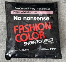 No Nonsense Pantyhose 156 Cream Ivory Size A Petite to Medium Sandalfoot Nylons