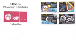 20TH ANN. APOLLO 11 MOON LANDING FDC GRENADA 7/20/89 MOON PHASES CACHET 4 STAMPS