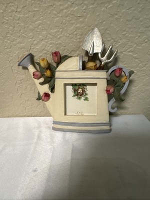 Ceramic Resin 3D Tabletop Picture Frame Tulip Tea Pot Can Holds 3.5 x 5 Photo