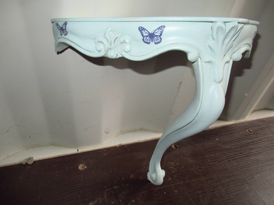 ANCIENNE PETITE CONSOLE EN BOIS PEINT DE STYLE LOUIS XV - Photo 2/4
