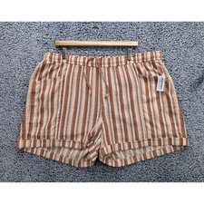 NWT Old Navy High Rise Linen Shorts Size XL Boho Vacation Beach Stripe Orange