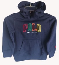 Polo Ralph Lauren Boys Size 5 Navy Blue Pullover Sweatshirt Hoodie NWT