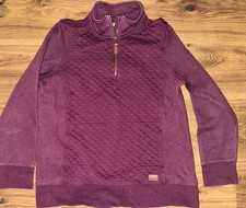 LL Bean Womens Purple Quilted Quarter Zip Pullover Sweatshirt Size Large