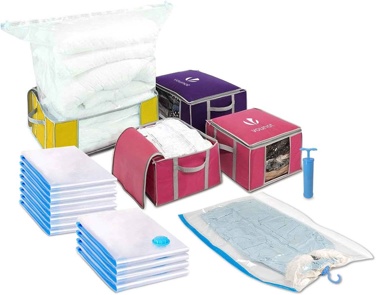 ® 4 Pezzi Scatole per Vestiti Con 17 Pezzi Sacchetti Sottovuoto Salvaspazio Riut