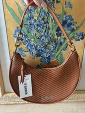 STEVE MADDEN Lohan-W embossed small hobo shoulder bag - Amber / Brown
