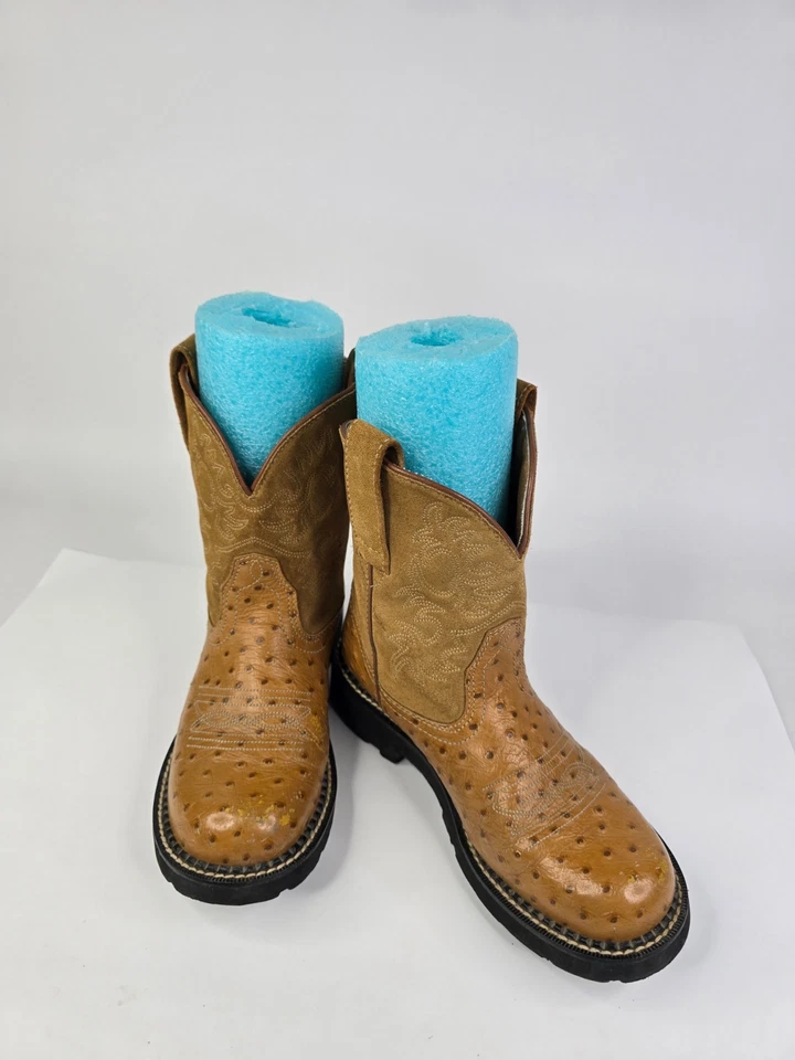 Ariat Fatbaby Women’s Boots Size 7 B Cognac Ostrich Tan Suede Upper 14728 - Image 2 of 4