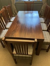 Dark Wooden Dining Table with 8 Chairs Set Kitchen Dining Room