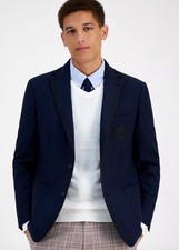Tommy Hilfiger Men's Blue Wool-Blend Lined Modern-Fit Sport Coat Jacket Size 36S