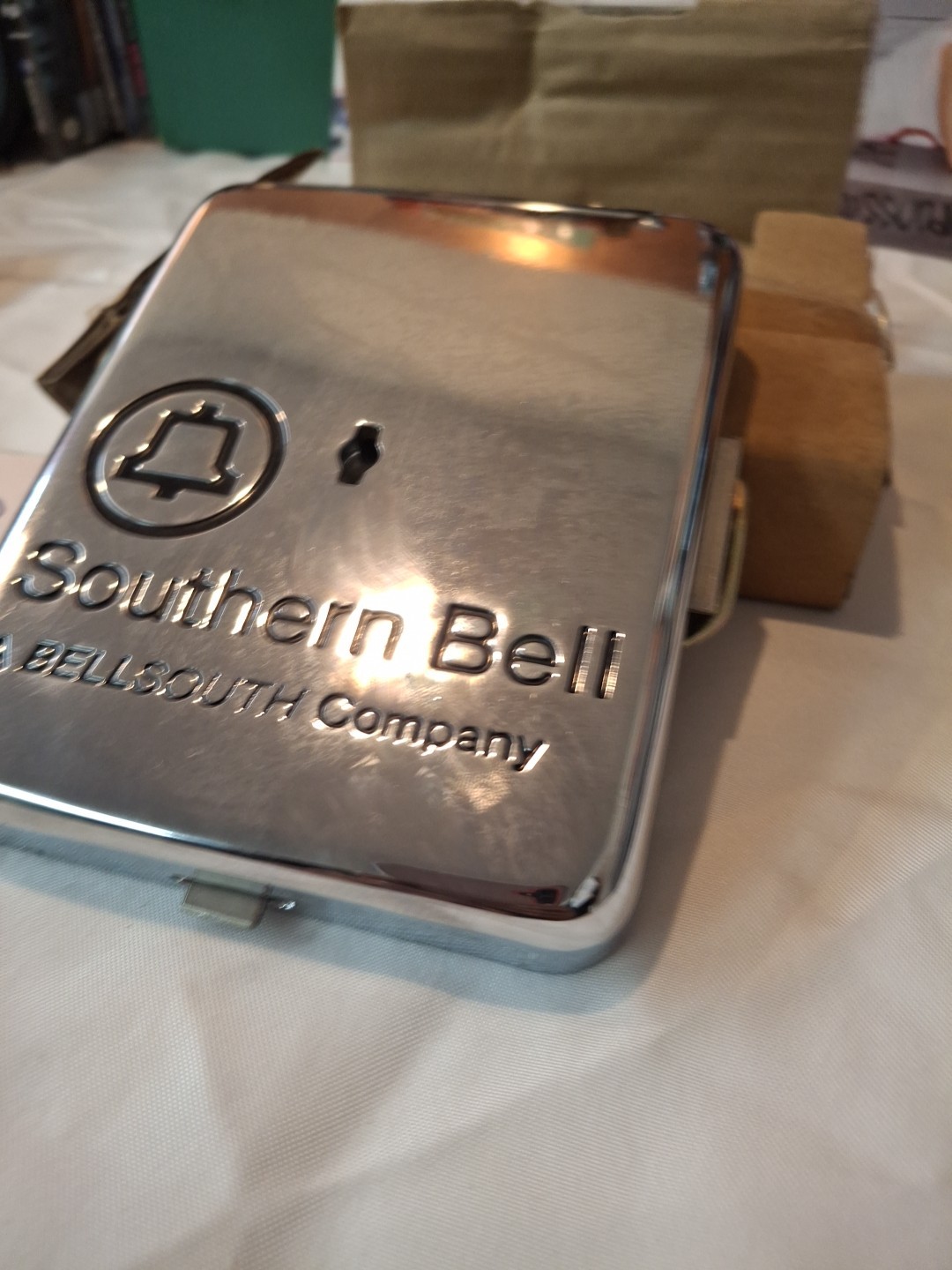 payphone vault door, Southern Bell , New , Chrome , Bellsouth, New Old Stock, G3