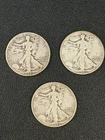 1942–1943 Walking Liberty Half Dollars (3 Coin Lot), 90% Silver, Circulated