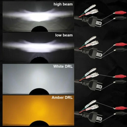 Par de faros LED redondos negros de 7 pulgadas Halo DRL ojo de ángel para Ford Mustang Bronco Foto 3 de 4