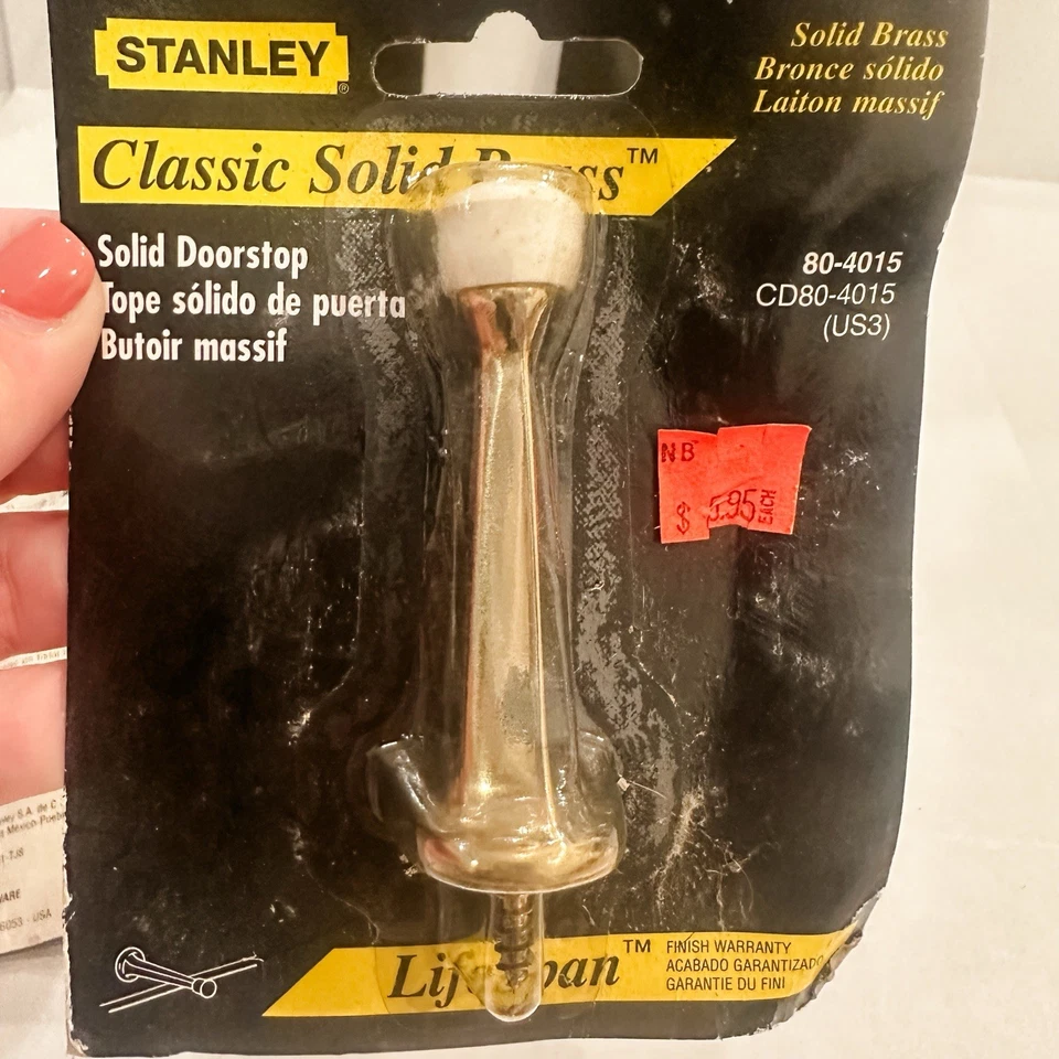Lote de 5 topes de puerta sólidos Stanley 804015 latón macizo leer Foto 2 de 4