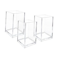 Pack Clear Acrylic Cosmetic Pencil Pen Holder Cup, Clear Makeup Brush Holder, 3