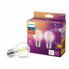 40-Watt Equivalent Ultra Definition G16.5 Clear Dimmable E26 LED Light Bulb Soft