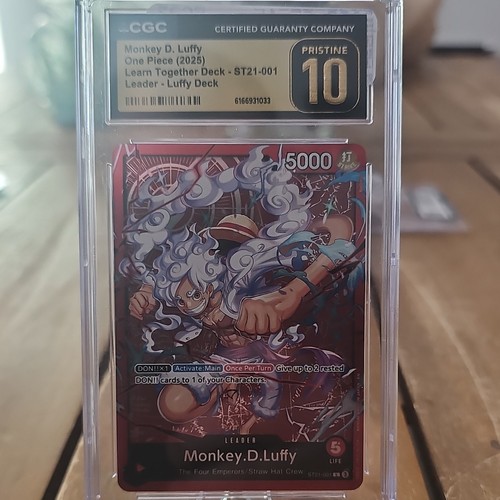 CGC 10 Monkey D. Luffy Learn Together Deck Set Leader ST21-001 Foil One Piece
