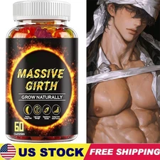#1 BEST-MALE ENLARGER THICKER LONGER BIGGER 4" GROWTH ENLARGEMENT 60 GUMMIES