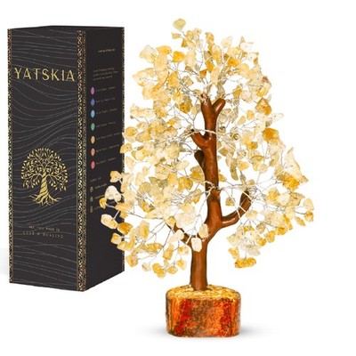 YATSKIA Citrin Kristallstein - Kristallbaum, Edelsteinbaum, Bonsai Bäume, Baum für
