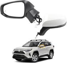Left Driver Side Mirror Compatible with 2019-2024 Toyota Rav4 Side View Super Wh