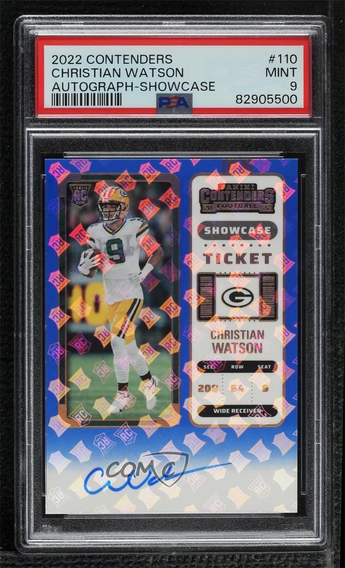 2022 Contenders RPS Showcase Ticket Christian Watson PSA 9 Rookie Auto RC 17tx