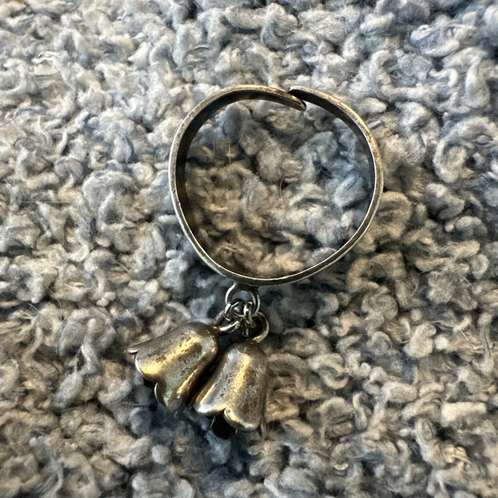 Silver Two dangling Bells Wrap Ring Adjustable Pl… - image 4