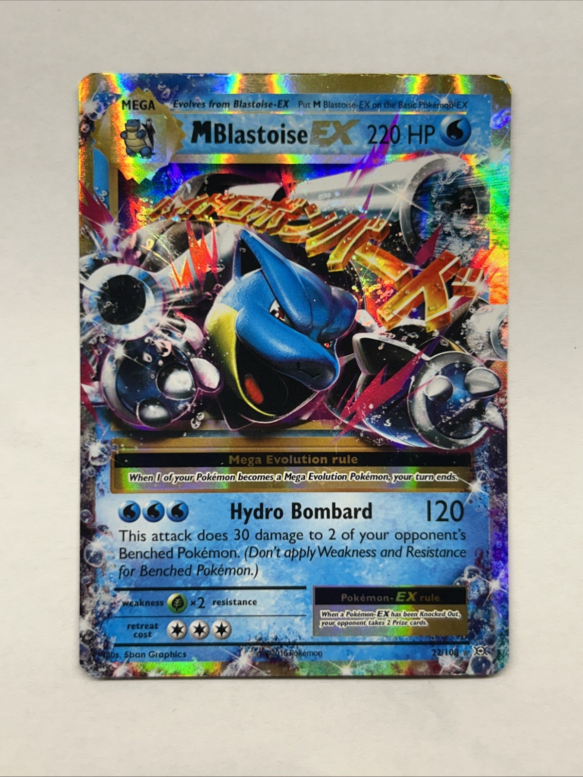 Mega Blastoise EX 22/108 XY Evolutions Holo Rare Card