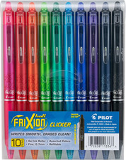 Pilot Frixion Erasable Gel Pens, Fine Point 0.7 Mm Erasable Pens, Pack of 10 Ass