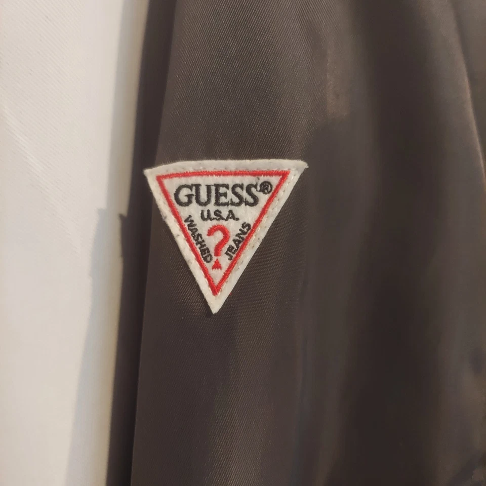 Guess Mens Dark Army Green Embroidered Bomber Jacket Size Large - Image 4 of 4