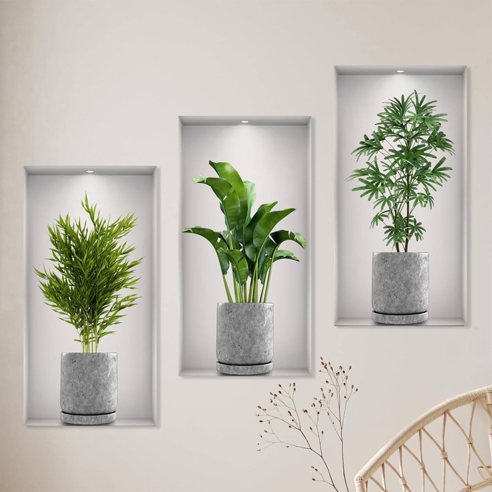 Stickers muraux vase 3D decoration de chambre nature pour creer un coin cocooning