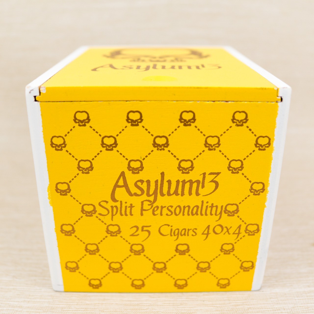 Asylum 13 Split Personality 40 x 4 Empty Wood Cigar Box 4.5" x 3.75" x 3.5"