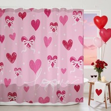 Valentine's Day Shower Curtain Bathroom Decor Waterproof Fabric Shower Curtain