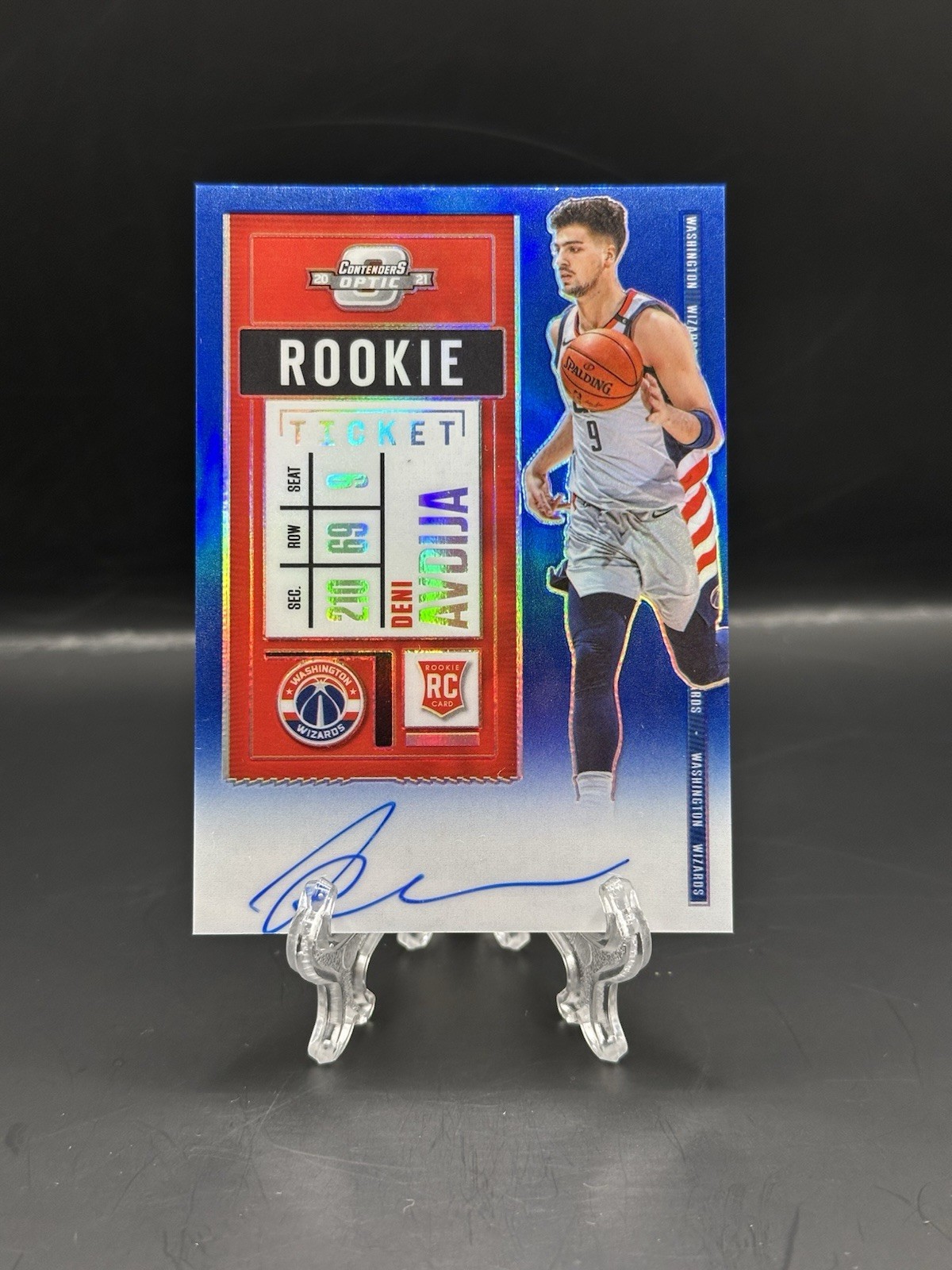 Deni Avdija 2020-21 Panini Contenders Optic Rookie Ticket Blue /99 Auto RC Prizm
