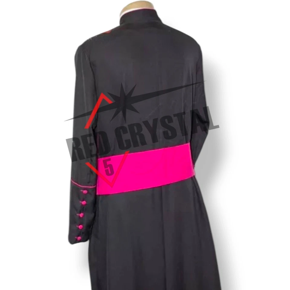 Iglesia Romana Sotana Adulto Clero Bata Sotana con Cinturón Rosa Personalizar Foto 4 de 4
