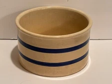 Robinson Ransbottom Ohio Blue Stripe 2 Qt Low Feed Bowl Stoneware Crock Planter