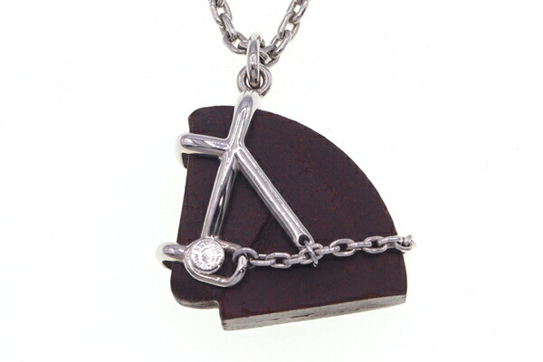 Hermes Necklace Cheval H077350FP01 Brown Velcanium Metal