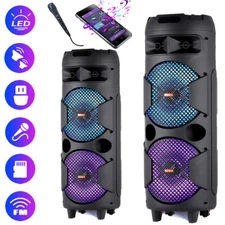 6,000W Bluetooth Speaker Sub woofer Portable Heavy Bass Sound System Party & Mic