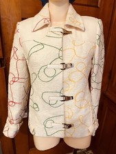 Jc De Castelbajac Embroidered Jacket Squiggles Wool Made In Italy Avant-garde